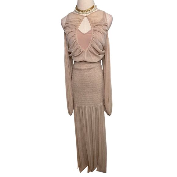 Alice McCall Spell Gown Maxi Dress nude neutral metallic knit mesh Size 4 - Picture 5 of 13
